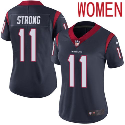 Women Houston Texans #11 Jaelen Strong Navy Blue Nike Vapor Limited NFL Jersey->women nfl jersey->Women Jersey